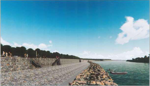 Bank protection works along a 4.5 km stretch of the Ural River in the village of Makhambet in the Atyrau region